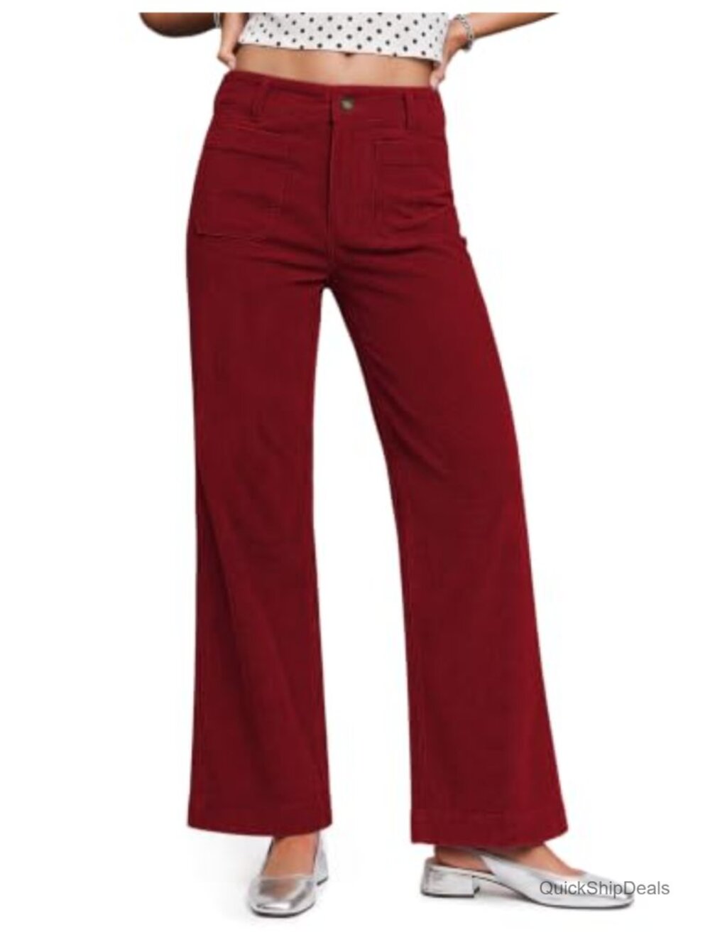 Corduroy Pants Relaxed Straight Leg Casual Work Slacks